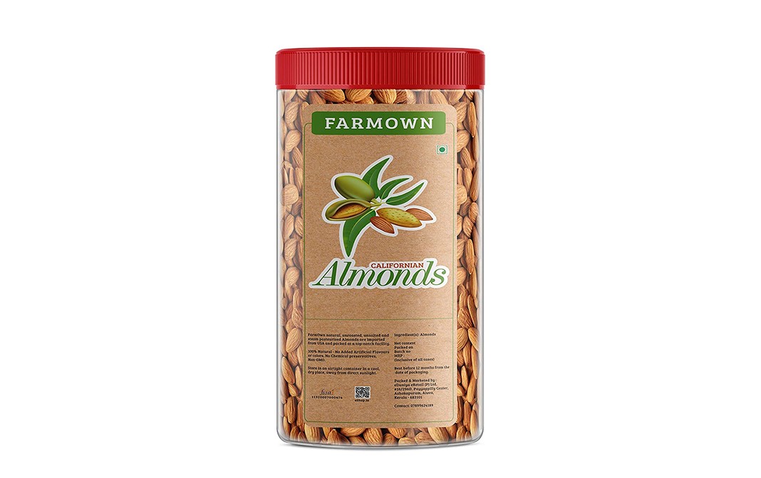 Farmown Californian Almonds   Plastic Bottle  500 grams